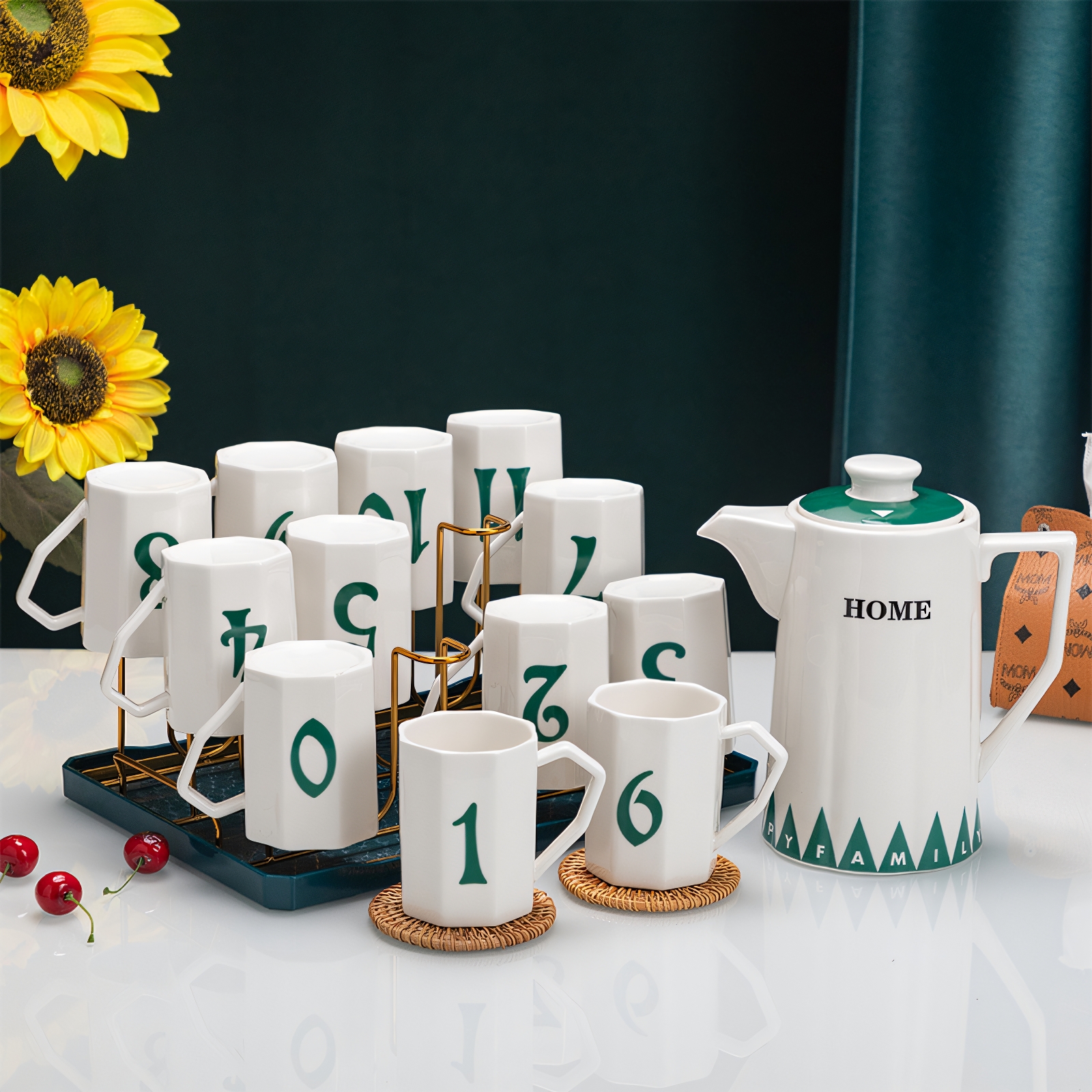 绿色客厅冷水壶杯子套装陶瓷