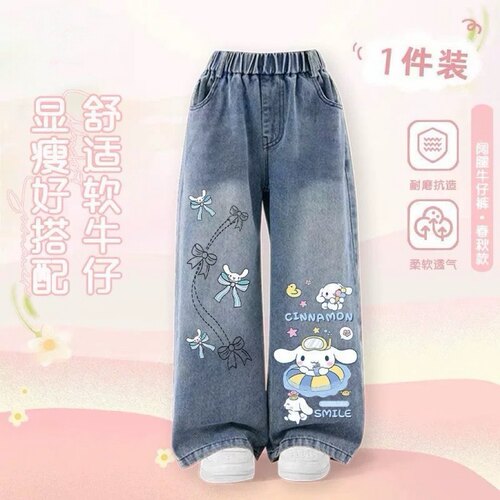 大耳朵女童牛仔裤狗狗印花秋冬新款中大童女孩儿直筒裤秋装休闲裤