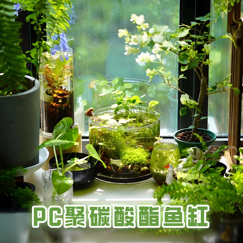 书房桌公司塑料圆柱形鱼缸玻