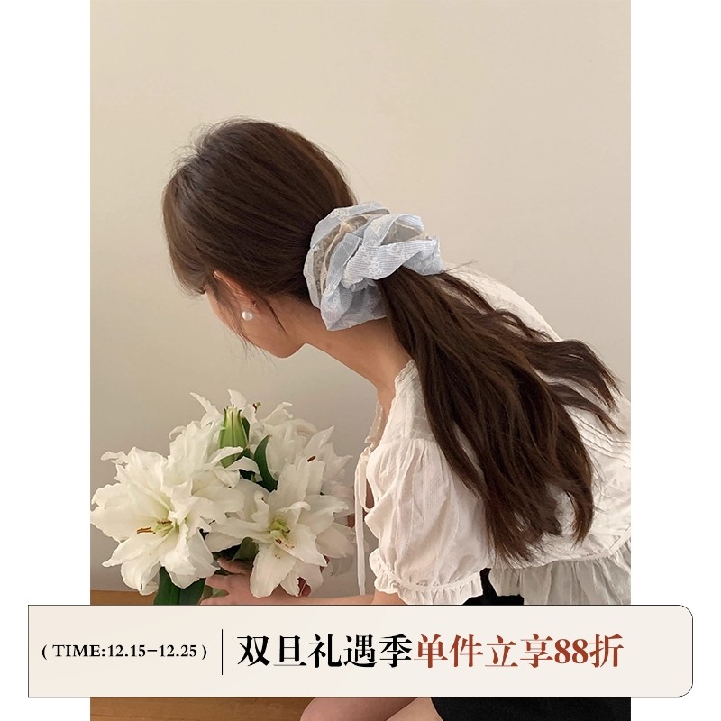 FromSheep～清新蓝边蕾丝发圈女