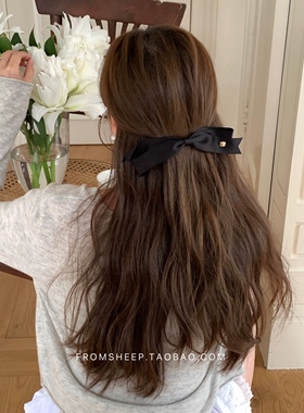 FromSheep~法式黑色蝴蝶结发夹女后脑勺弹簧夹高级半扎发夹子发饰