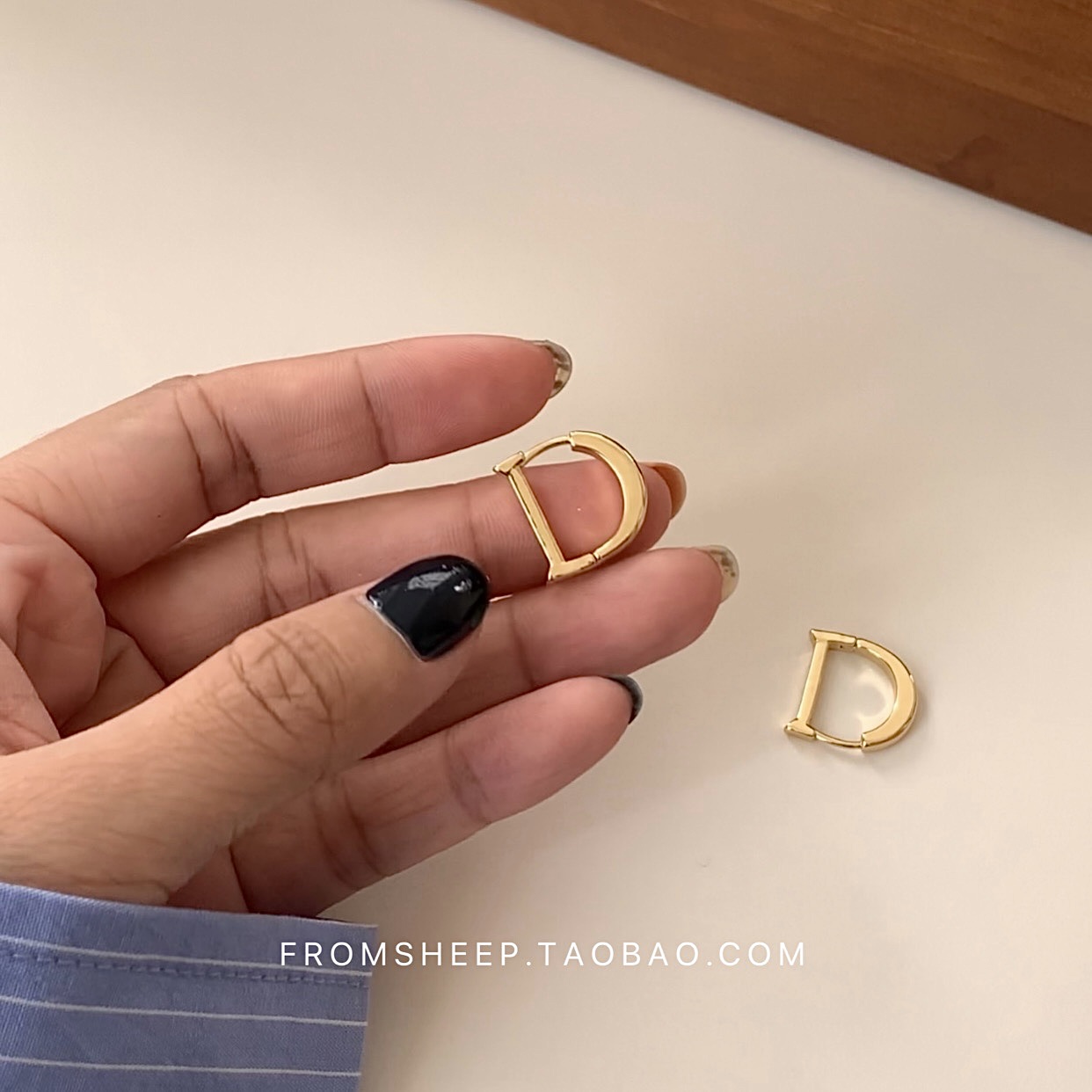 FromSheep字母D气质小众耳环女