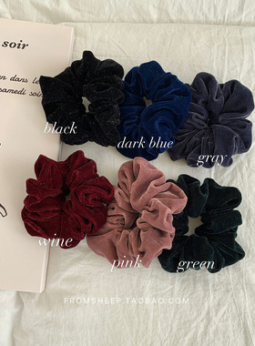 韩国细闪丝绒猪大肠发圈女气质扎马尾发绳黑色头饰高级感头绳发饰