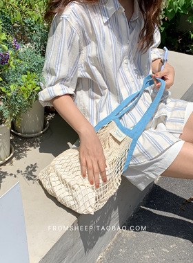 定制款~海边度假编织包女镂空沙滩网兜包包休闲单肩包网袋手提包