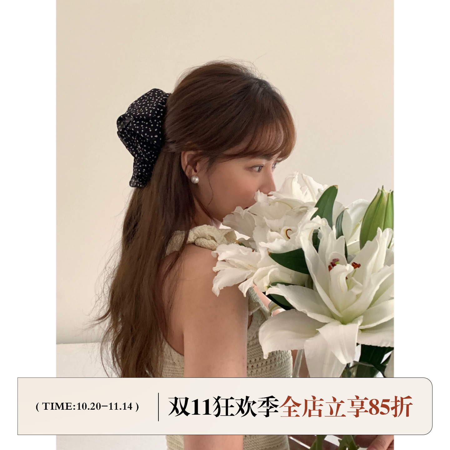 FromSheep~黑色波点蝴蝶结发夹女