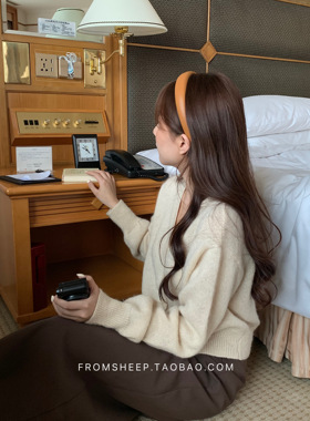 定制款~韩国白色发箍女复古百搭气质头箍仿羊皮高颅顶发卡发饰ins