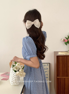 白色蝴蝶结发夹女高级感后脑勺半扎发弹簧夹马尾发卡头饰夹子发饰