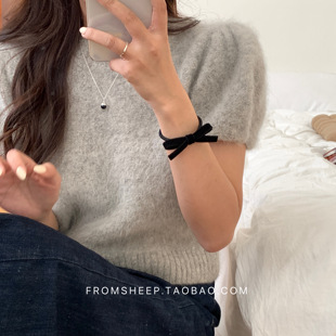 FromSheep 韩国丝绒蝴蝶结发绳女黑色橡皮筋扎头绳高级感皮套发圈