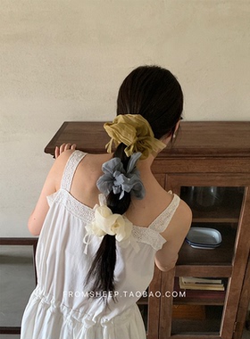 FromSheep~韩国蝴蝶结大肠发圈女高级感扎头发绳发饰网纱头花发圈