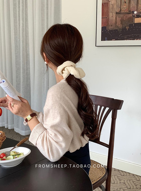 韩系白色羊绒大肠发圈女大号百搭发绳小众扎头发头绳纯色发圈发饰