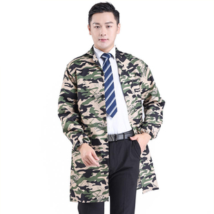 diy迷彩罩衣大褂工作服定制LOGO男女耐脏长款搬运防尘加厚劳保服