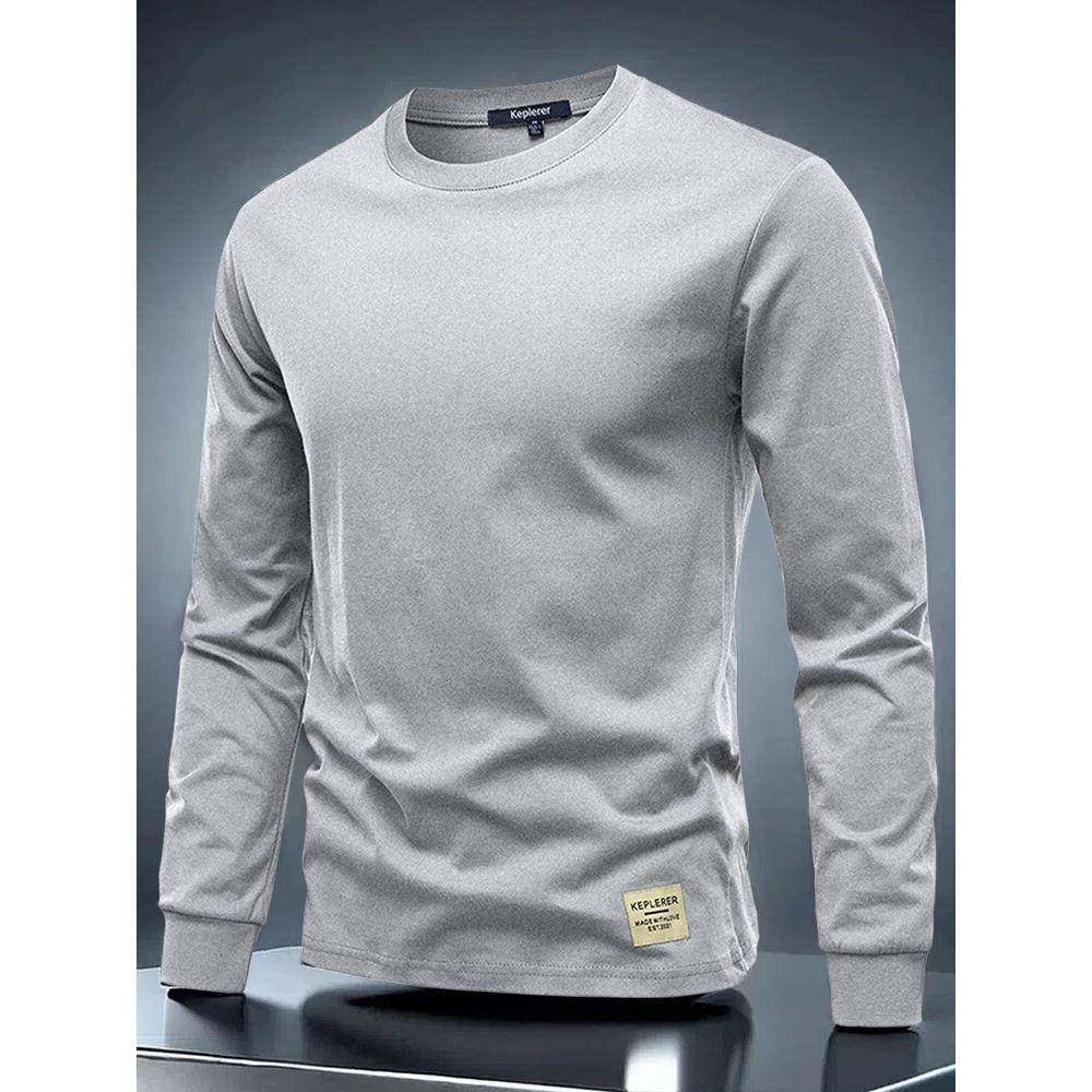 高端加厚纯棉长袖t恤男士2025新款春秋季圆领卫衣内搭打底衫男款