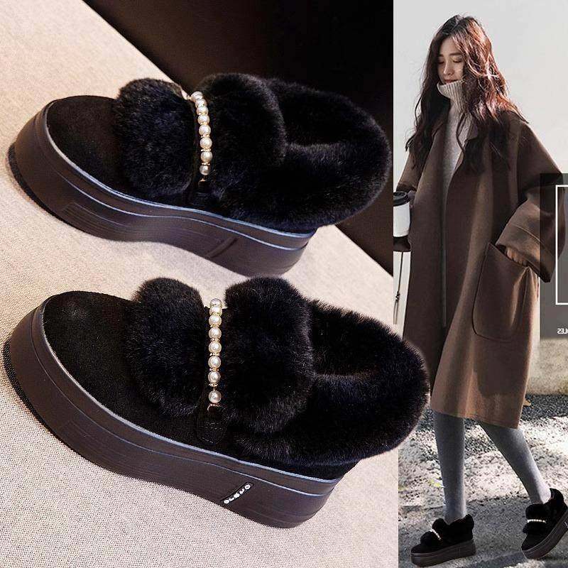 厚底松糕毛毛鞋女冬外穿加绒雪地棉鞋内增高百搭乐福鞋保暖豆豆鞋,女鞋,乐福鞋（豆豆鞋）,淘宝优惠券,粉丝福利购,淘宝优惠卷