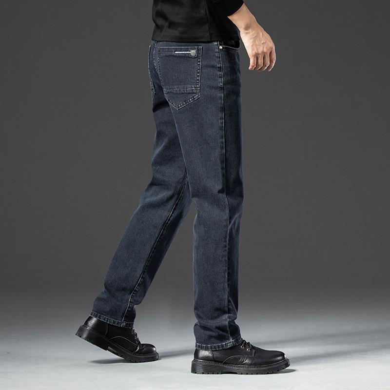 高级感蓝黑牛仔裤男2025春秋款直筒宽松中年男裤秋季休闲百搭裤子