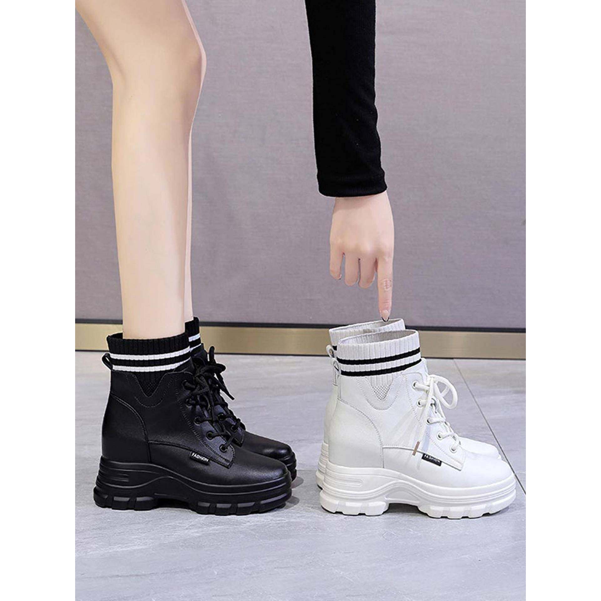 真皮内增高马丁靴女款冬季加绒2025年新款小个子女靴爆款厚底短靴