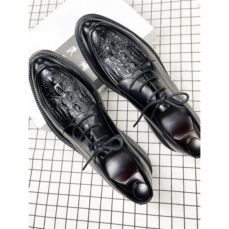 欧洲站鳄鱼纹男士皮鞋春秋新款商务正装韩版潮流尖头小皮鞋男