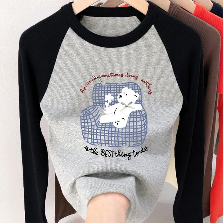 韩国2025新款插肩袖长袖t恤女正肩修身显瘦时尚设计感上衣秋冬季