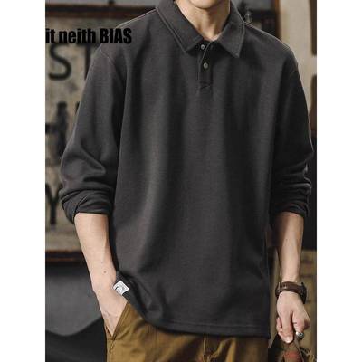 it neith BIAS长袖polo衫男高级感美式纯色打底衫t恤宽松大码卫衣