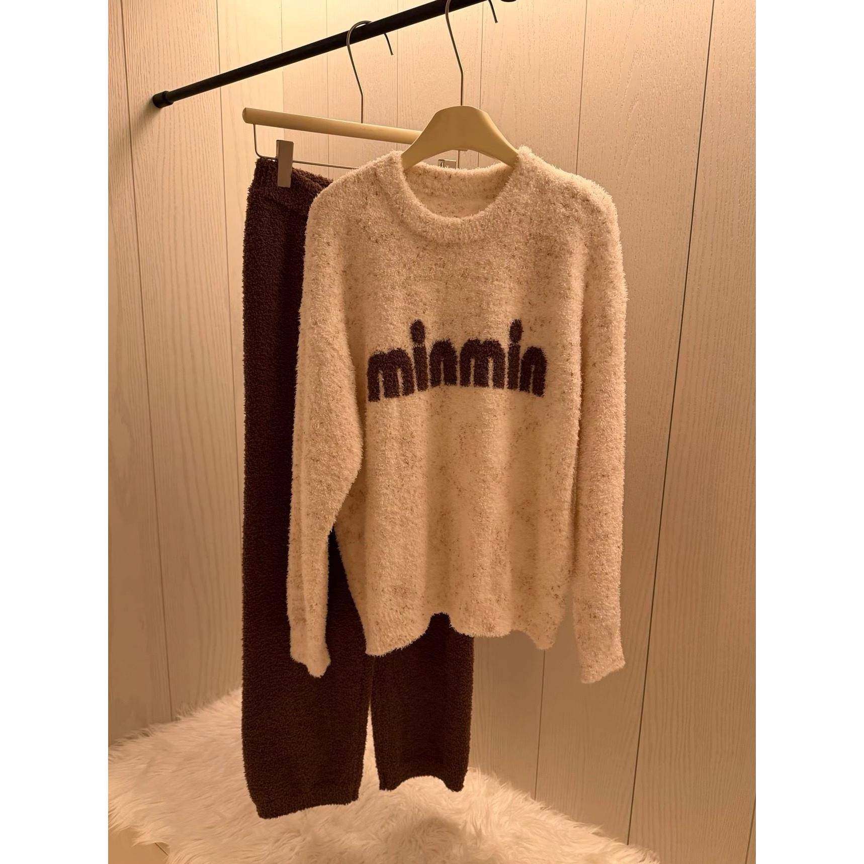 韩版字母提花半边绒睡衣女2025秋冬新款时尚慵懒可外穿保暖家居服,女士内衣/男士内衣/家居服,睡衣/家居服套装,淘宝优惠券,粉丝福利购,淘宝优惠卷