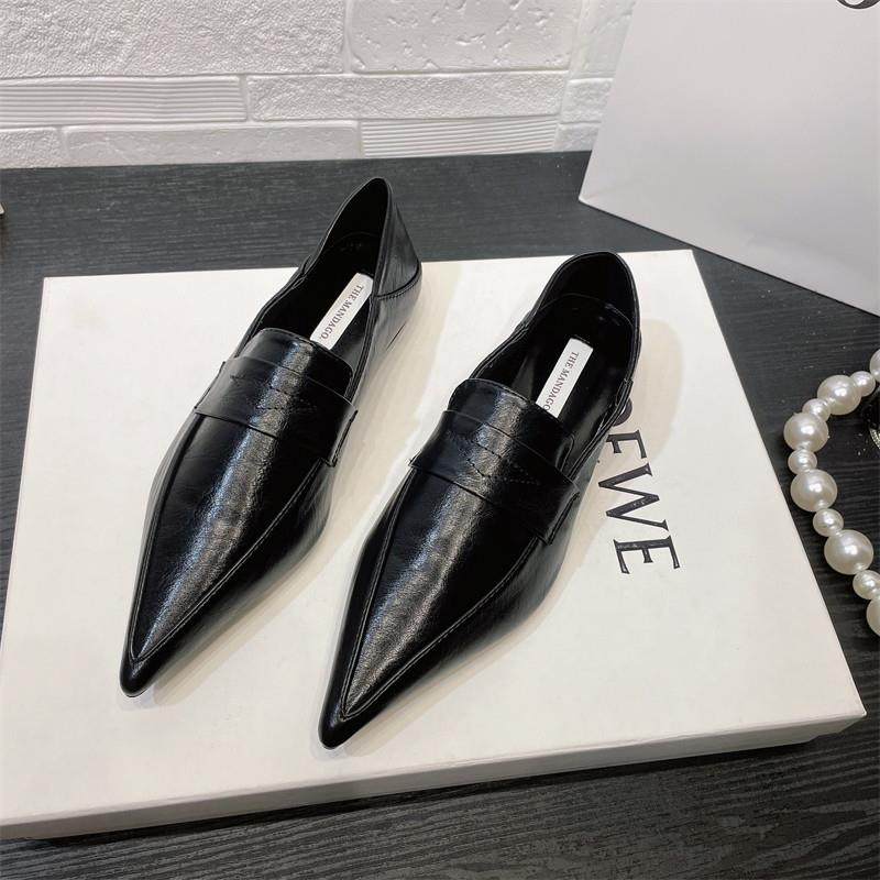 2024春秋季新款英伦风复古尖头单鞋平底小众软皮真皮气质小皮鞋女,女鞋,浅口单鞋,淘宝优惠券,粉丝福利购,淘宝优惠卷