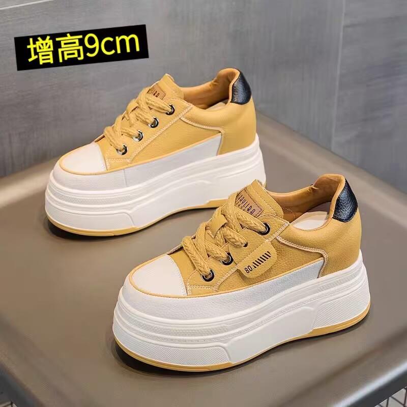 韩版潮牌9cm内增高小白鞋女春秋款厚底增高显瘦超火休闲包鞋