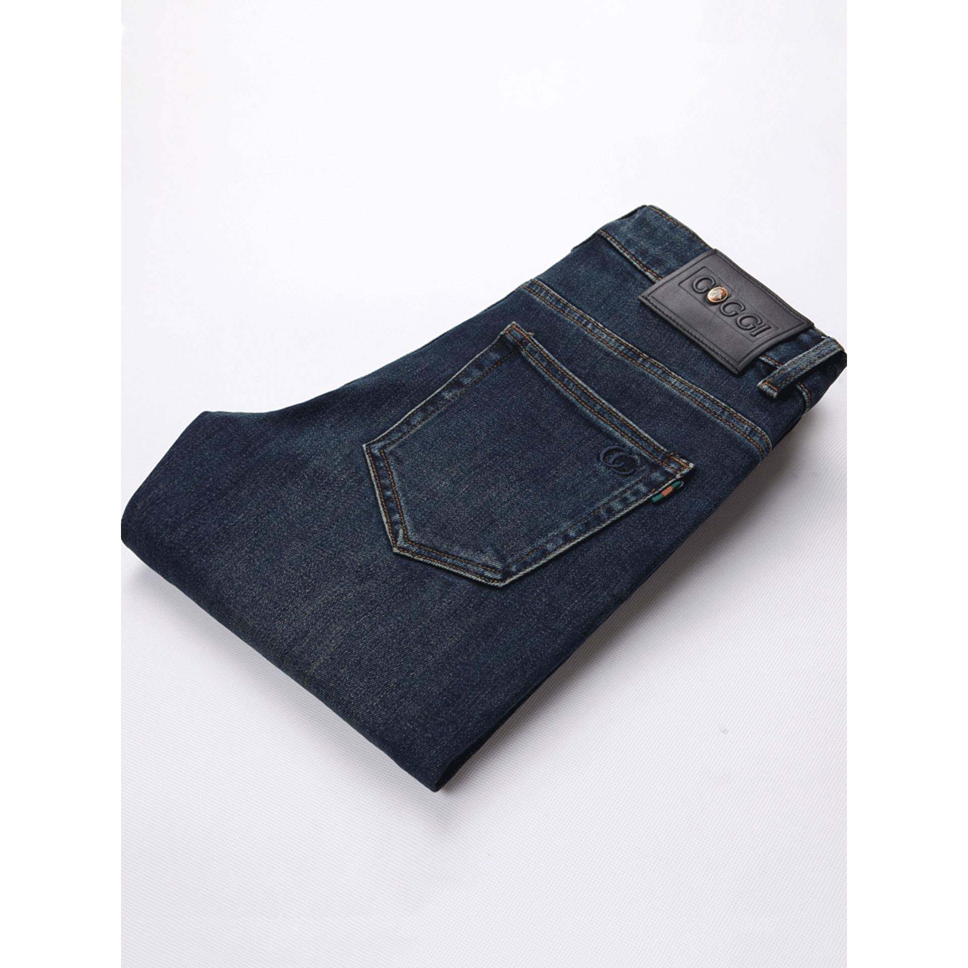 2025新款秋冬款水洗蓝色牛仔裤男修身小脚弹力裤子高端休闲百搭