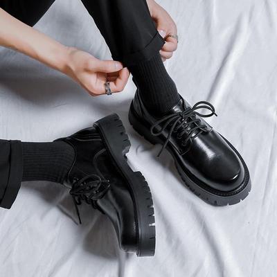 厚底德比皮鞋男士秋冬透气商务轻奢正装大头鞋休闲 结婚增高西装