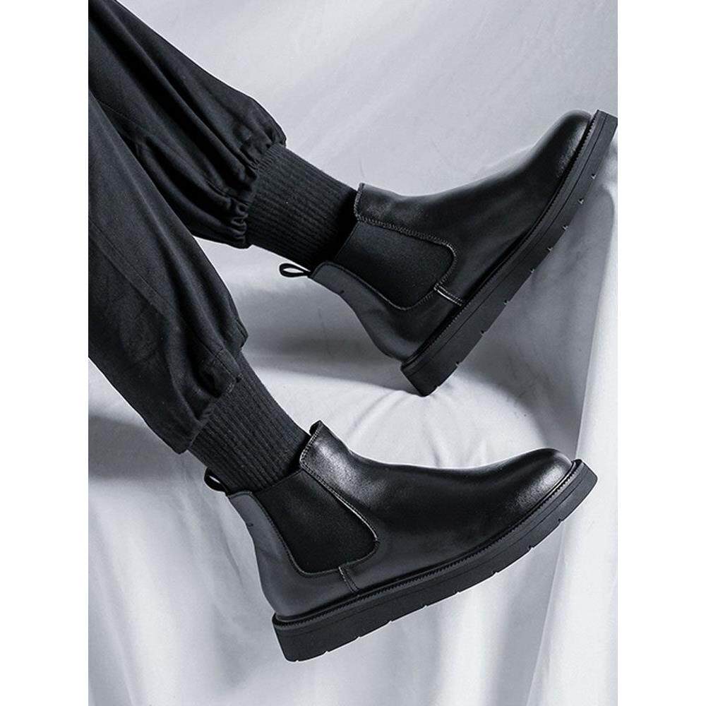 马丁靴男款英伦风潮流切尔西男靴子中帮2025秋冬透气低帮休闲皮鞋