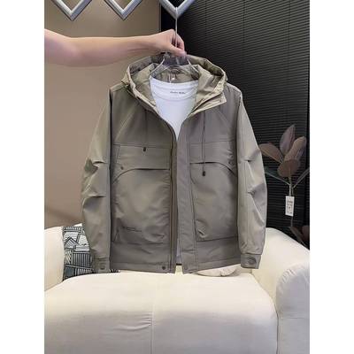 MAROLIO~潮流美式！2025秋冬新款连帽外套男士防风加厚夹棉冲锋衣