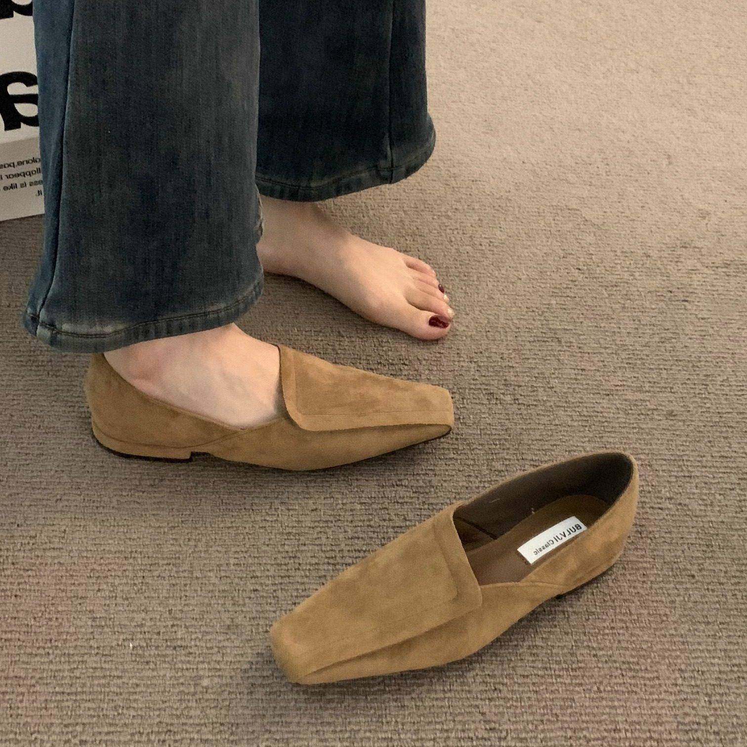 香港覆古穆勒尖头单鞋女鞋子夏季配裙子法式配裙子绒面低跟乐福鞋,女鞋,浅口单鞋,淘宝优惠券,粉丝福利购,淘宝优惠卷