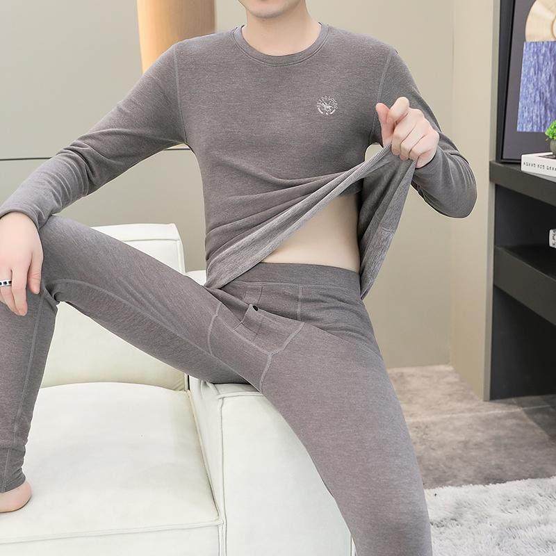 MAROLIO~高端男士德绒保暖内衣男秋冬季加绒加厚秋衣秋裤两件套装