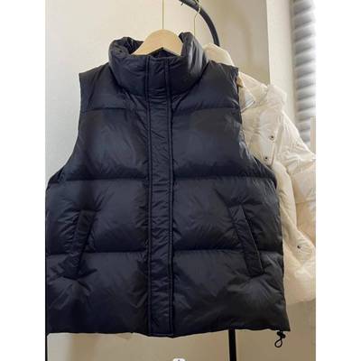 欧洲站秋冬立领白鸭绒羽绒马甲女新款外穿宽松休闲大码马夹外套潮