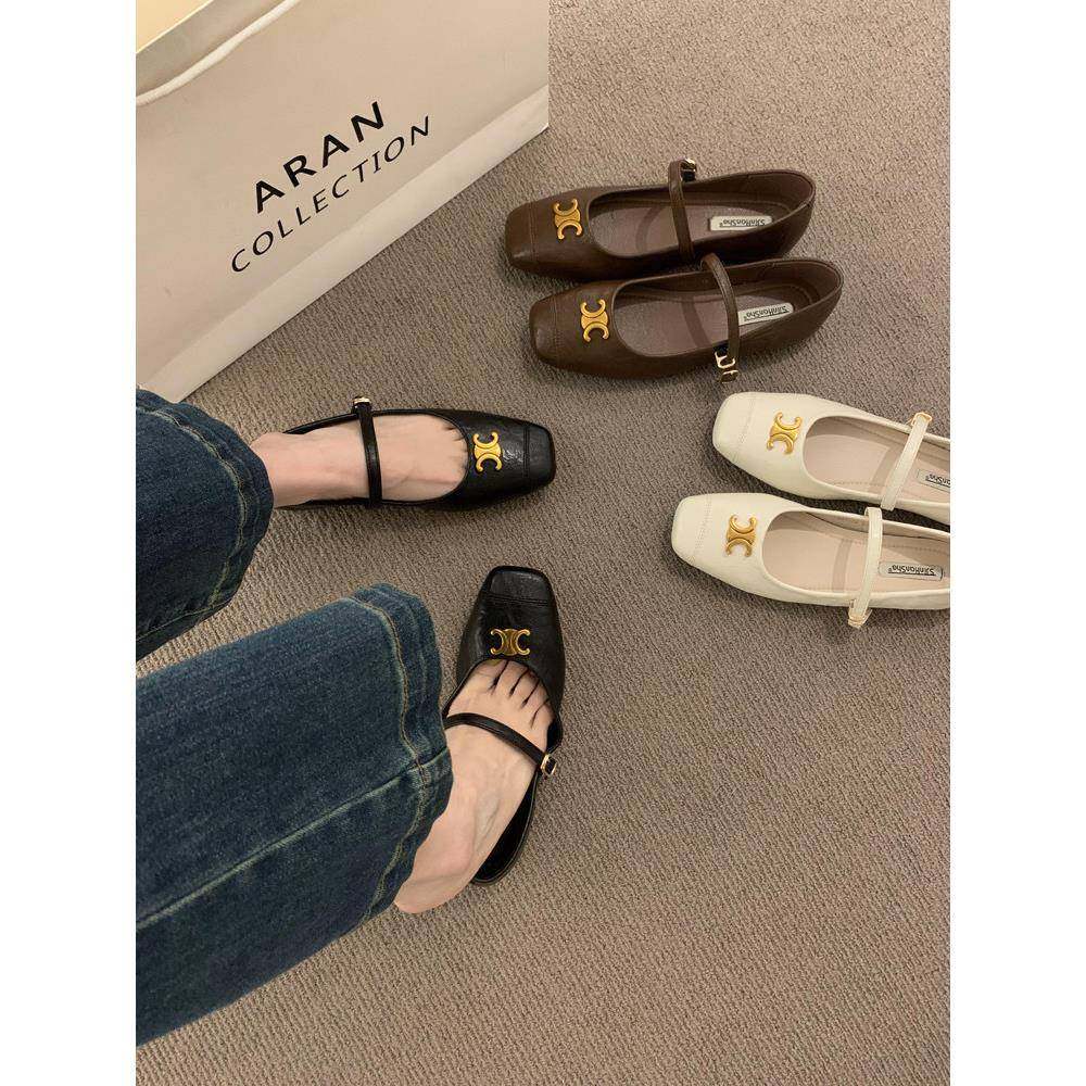 香港覆古浅口方形脚趾扣玛丽简鞋女士2023夏季新容易匹配平底鞋,女鞋,浅口单鞋,淘宝优惠券,粉丝福利购,淘宝优惠卷