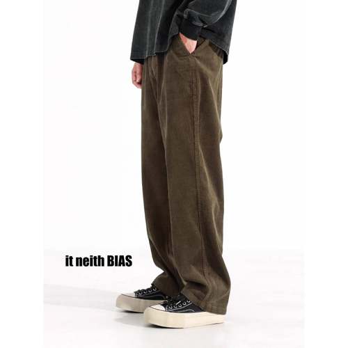 it neith BIAS重磅纯棉灯芯绒直筒长裤男款秋冬新款美拉德休闲裤