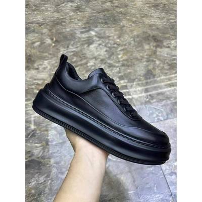 2025新款秋冬季真皮厚底增高板鞋男时尚潮流百搭头层牛皮休闲皮鞋