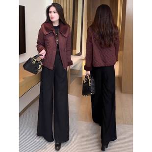 香港代购时尚洋气短款棉服女冬季新款羊羔毛领子拼接棉衣外套夹克