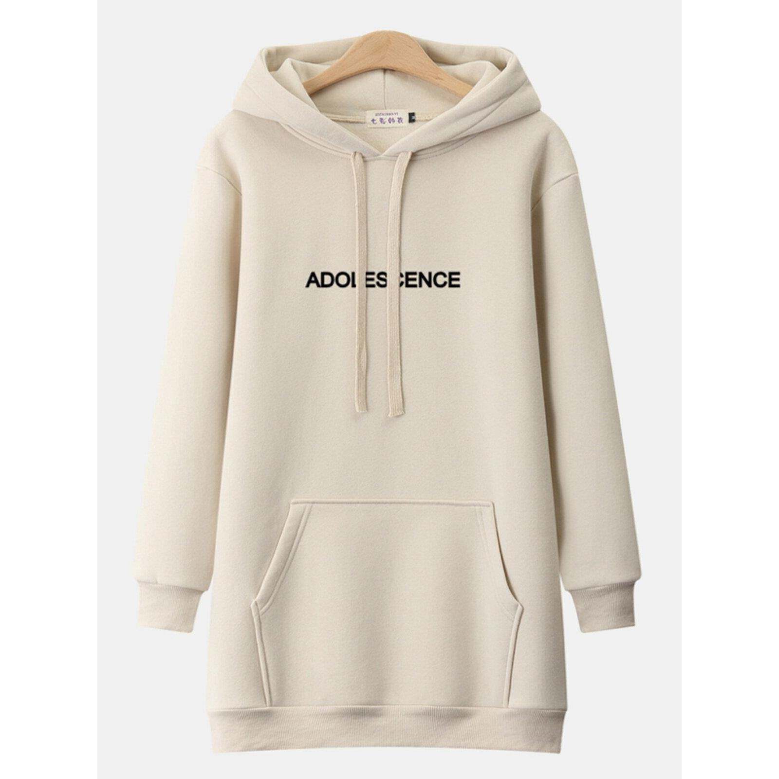 欧货卫衣女2025新款春秋加绒加厚连帽爆款小个子遮屁股中长款外套