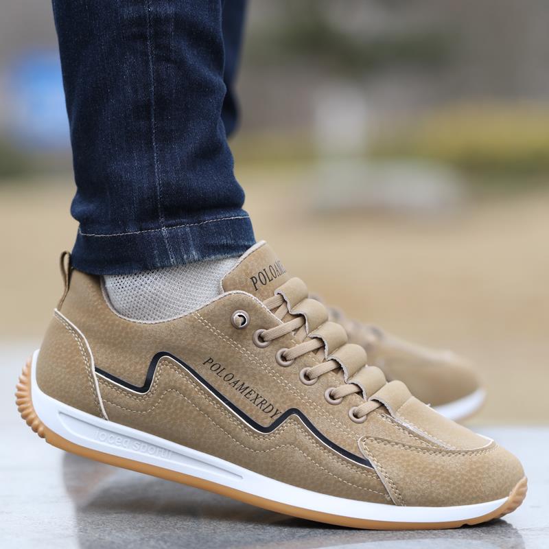 潮牌秋季2025新款透气防臭阿甘休闲运动板鞋男士真皮软底防滑男鞋