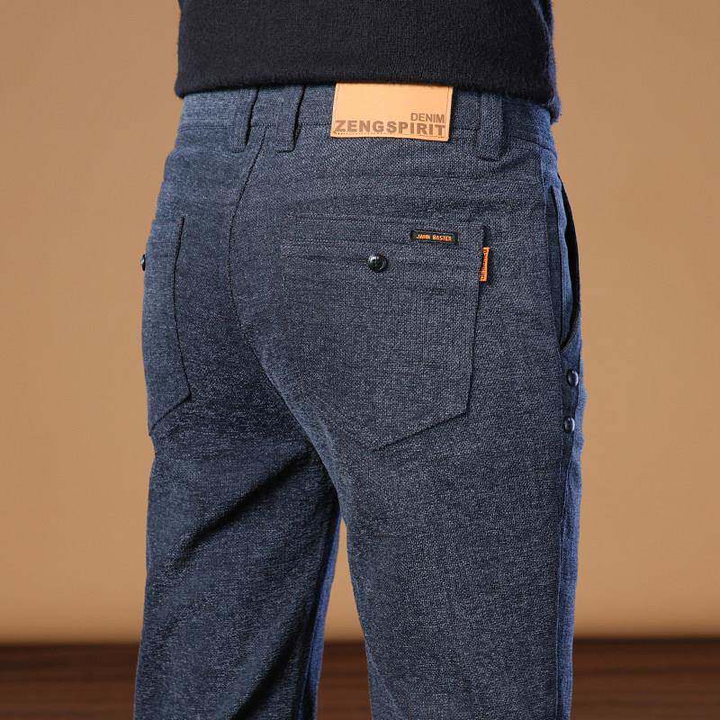 2525秋冬季新款高端毛呢休闲裤男士修身直筒商务百搭长裤子厚款潮