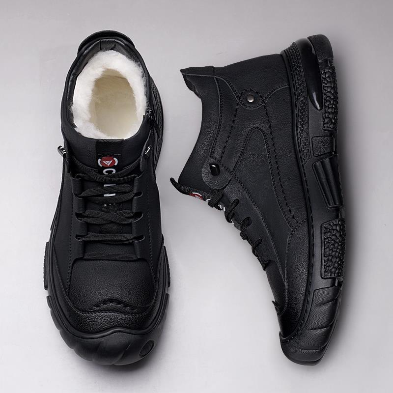 棉鞋男冬季羊毛加厚绒保暖休闲男士高帮皮毛一体防滑软底运动皮鞋