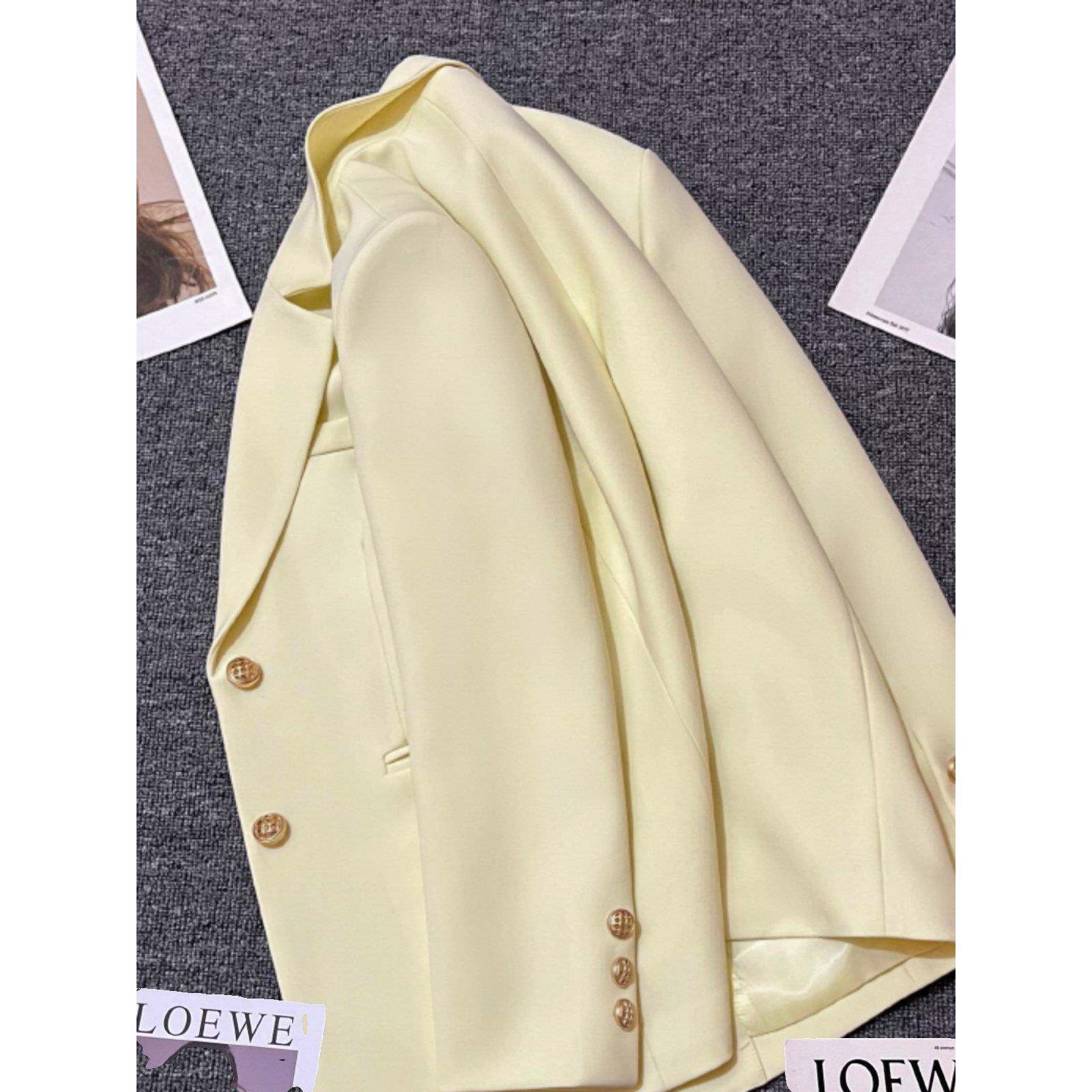 CULV新款奶黄色百搭西装外套女2024年春季高级感休闲简约洋气西服