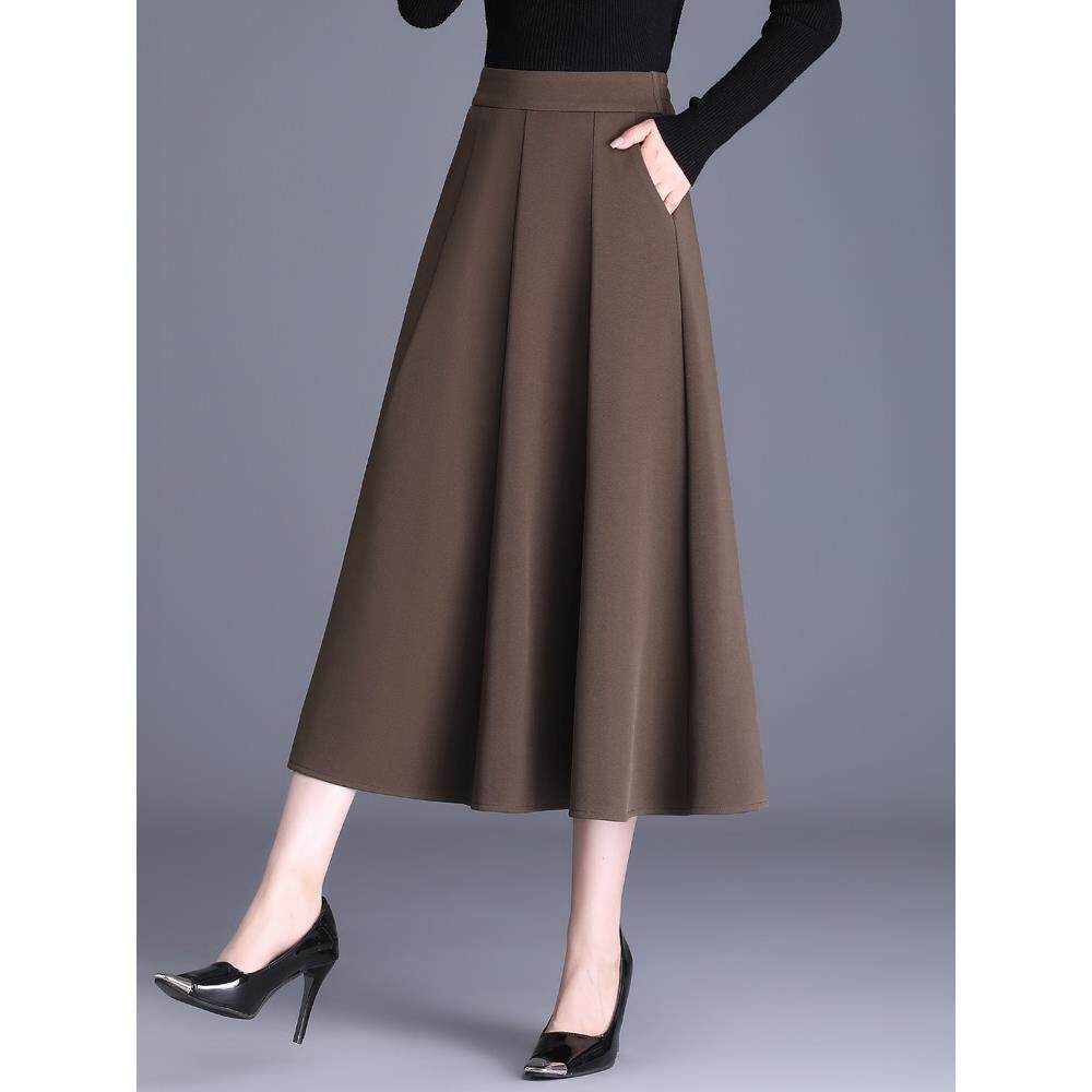 梨形身材A字裙女2025春秋新款小个子西装半身裙气质裙子百褶长裙