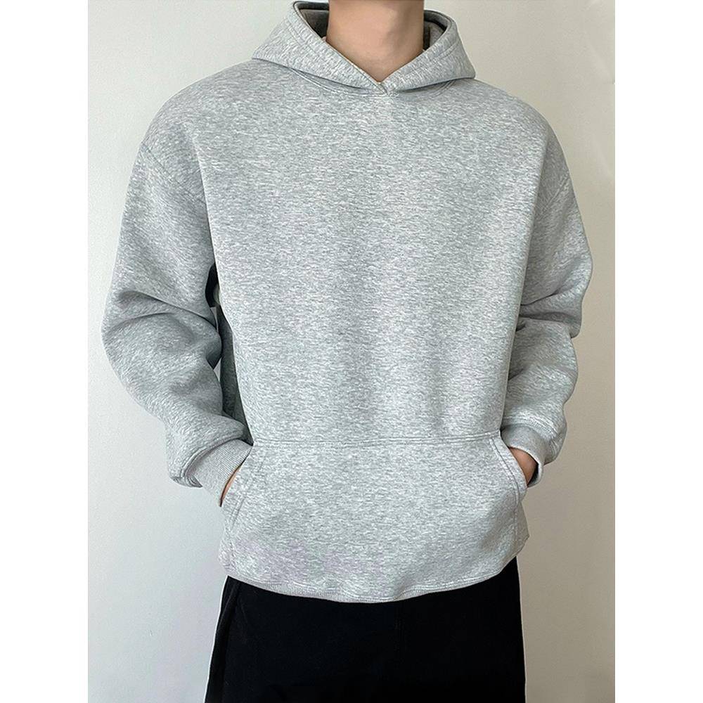 GM新潮 重磅420g纯色连帽卫衣男士秋冬新款宽松时尚长袖帽衫上衣