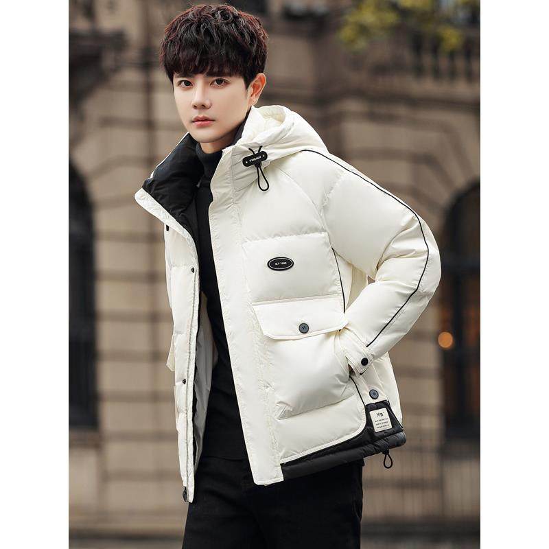 TWG羽绒棉服男士连帽短款冬季帅气加厚白鸭绒保暖青少年冬装外套