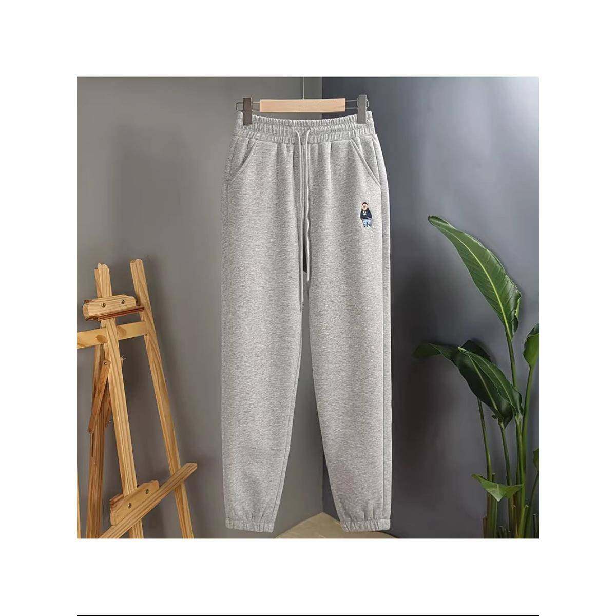 韩国宽松休闲直筒小熊卫裤女秋冬新款小个子加绒加厚哈伦运动裤潮,女装/女士精品,卫裤,淘宝优惠券,粉丝福利购,淘宝优惠卷