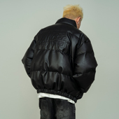 白鸭绒刺绣PU皮质高级加厚美式 新款 外套女 冬季 Makemore羽绒服男款