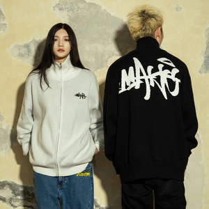 Makemore毛衣外套男春季新款黑色慵懒高级美式情侣装拉链针织女