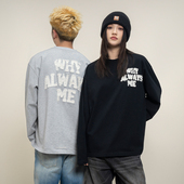 撕边贴布刺绣纯棉美式 Makemore长袖 T恤男新款 高级情侣黑色上衣女