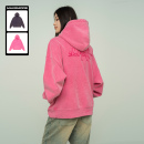 潮流情侣连帽上衣女 水洗粉色刺绣重磅美式 Makemore卫衣男秋季 新款