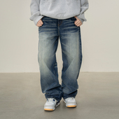 男 牛王2.0 新款 Makemore猫须牛仔裤 重磅水洗复古深蓝B02直筒长裤